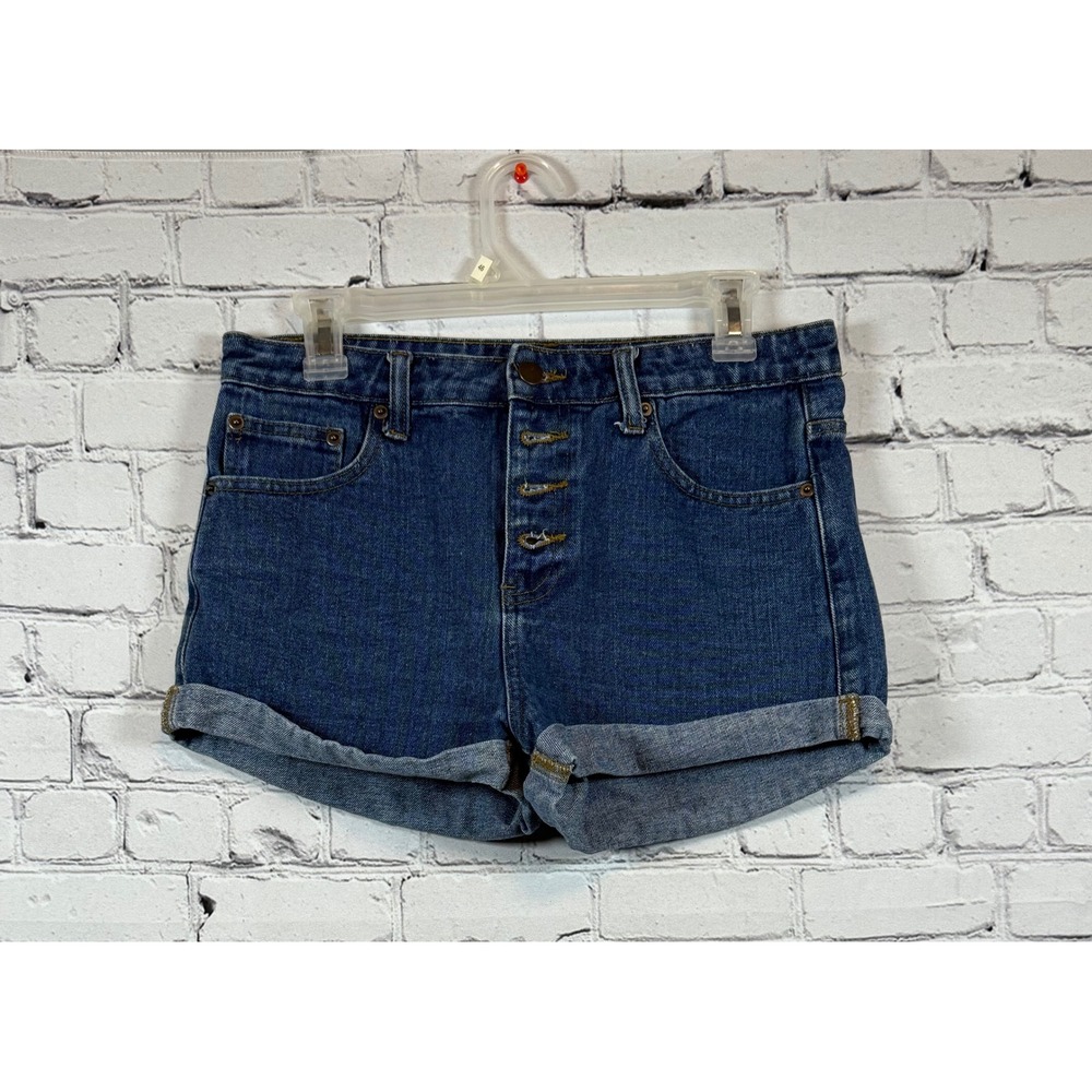 Forever 21 Denim‎ Shorts Cuffed Hem Button Fly Dark Wash Womens Size 28